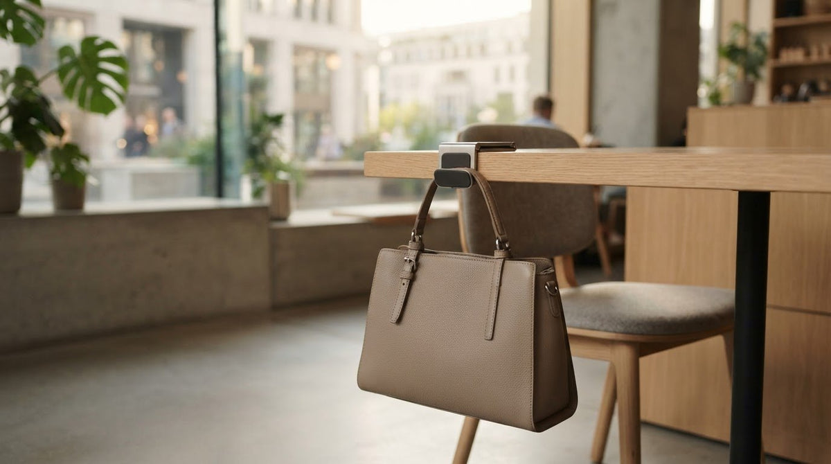 Handtasche am Tisch ohne Haken: So bleibt sie griffbereit