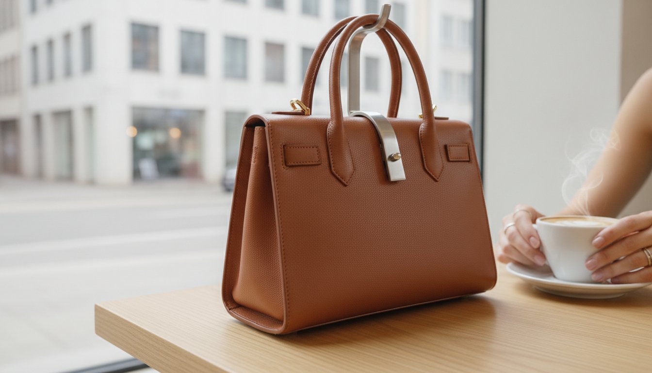 Tasche am Tisch aufhängen: So bleibt dein Liebling sauber & sicher