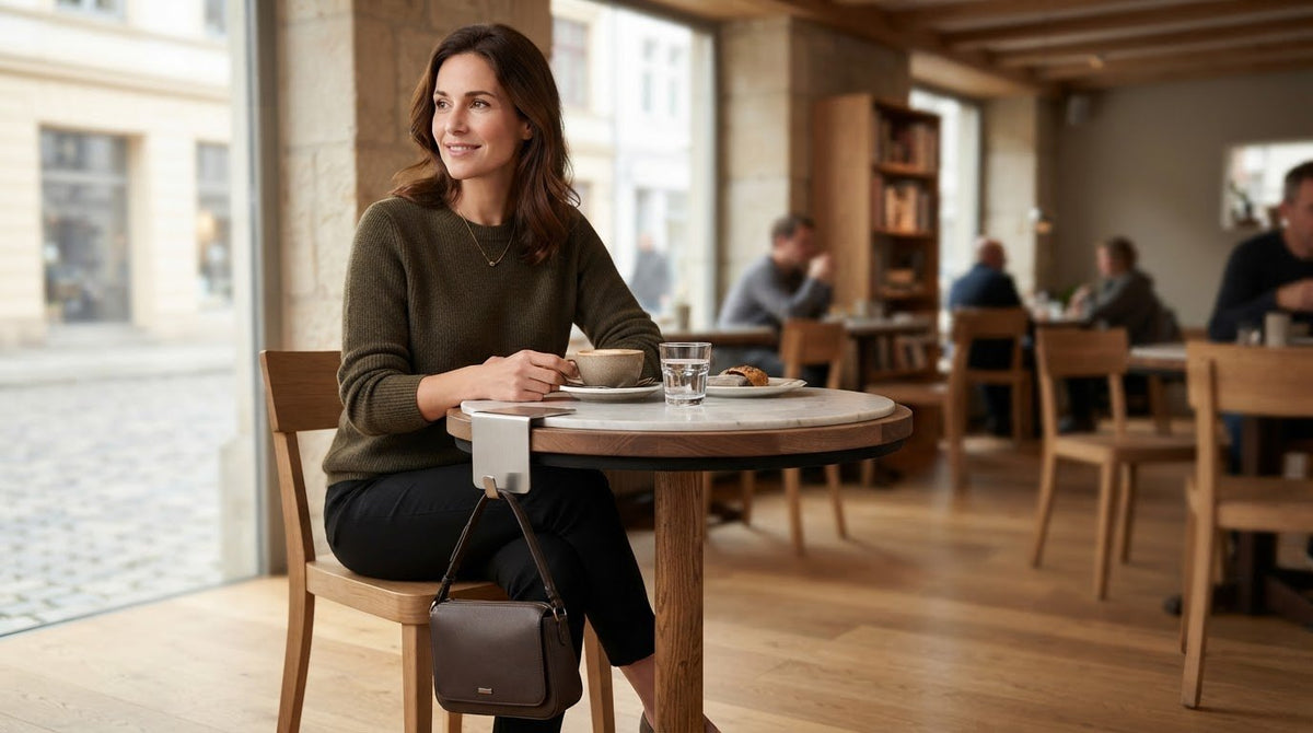 Taschenhalter für kleine Tische in Café und Restaurant